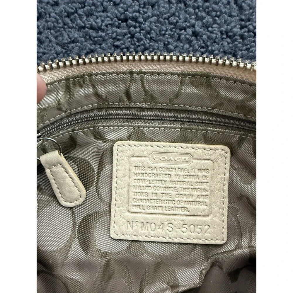 VTG Coach Hampton 5052 Shoulder Bag Bone Cream Pebbled Leather Baguette Y2K